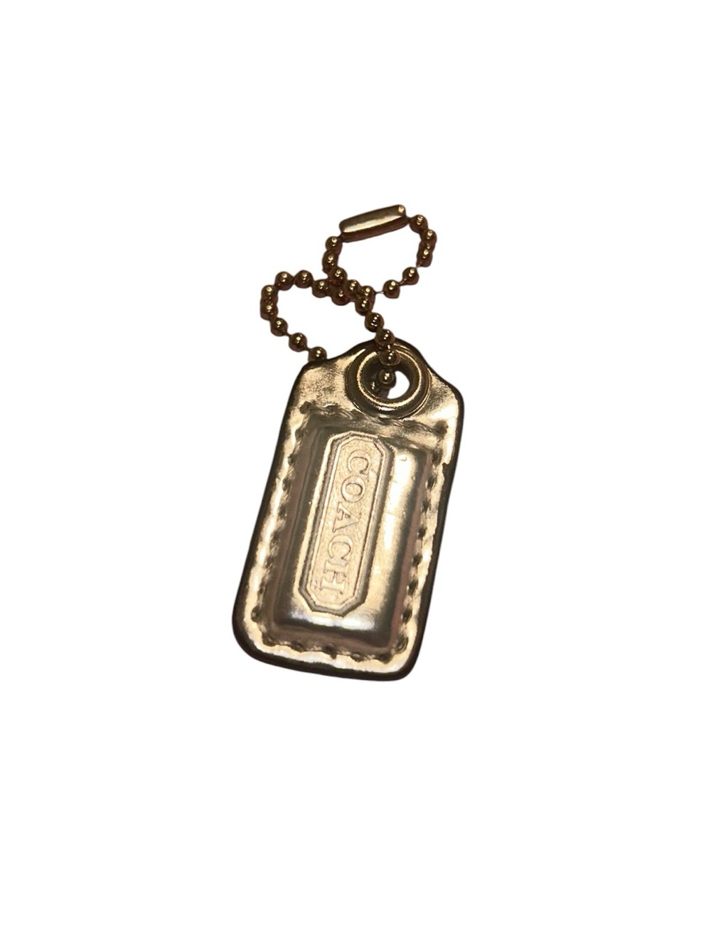 Coach Gold Leather Tag Keychain Charm
